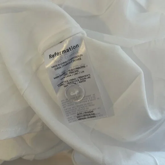 NEW Reformation Tagliatelle Linen Midi Dress in White Lace Detail | size 0 - Picture 9 of 13